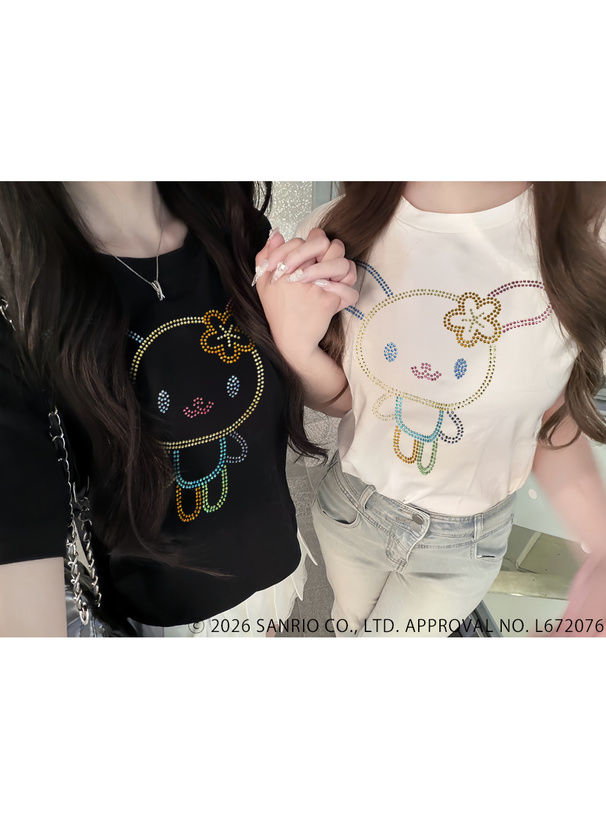 サンリオキャラクターズ　ウサハナラインストーンTシャツ