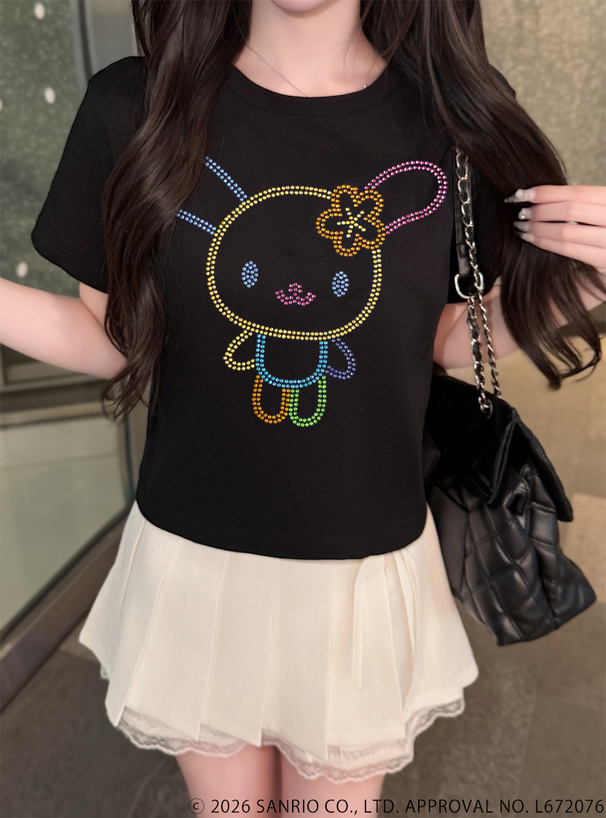 サンリオキャラクターズ　ウサハナラインストーンTシャツ