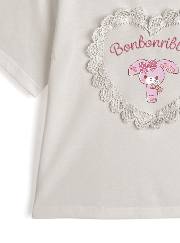 サンリオキャラクターズ　ぼんぼんりぼんレースロゴプリントTシャツ