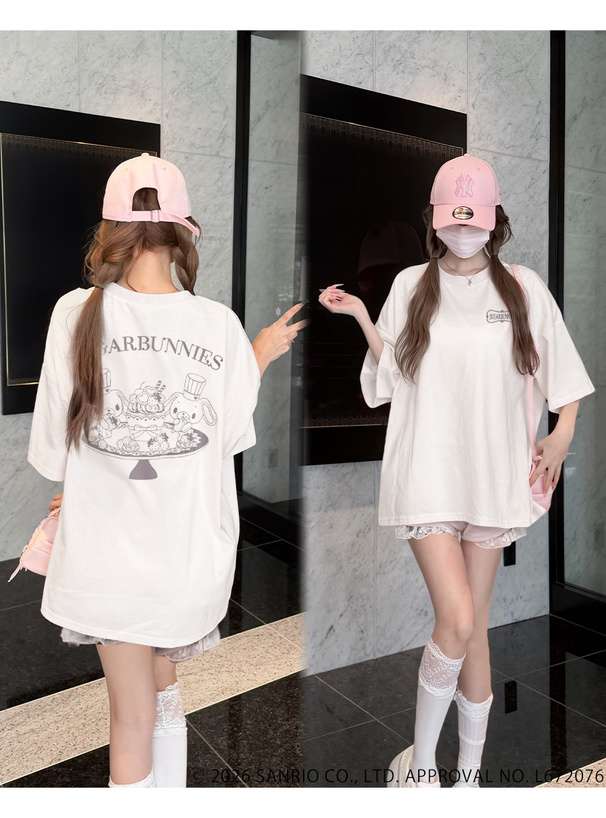 サンリオキャラクターズ　シュガーバニーズロゴプリントTシャツ