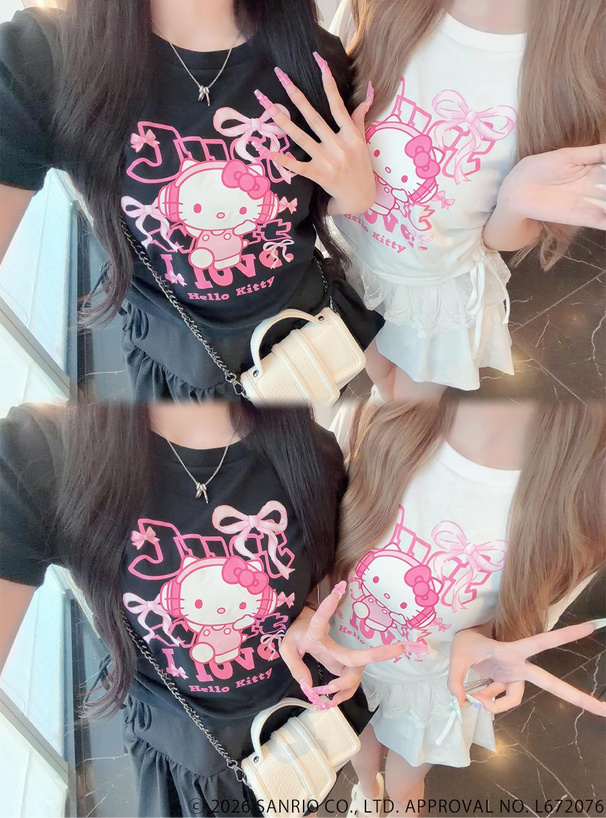 サンリオキャラクターズ　ハローキティドロストプリントTシャツ