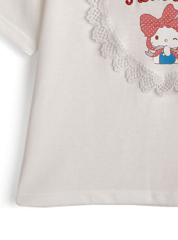 サンリオキャラクターズ　ハローキティレースロゴプリントTシャツ