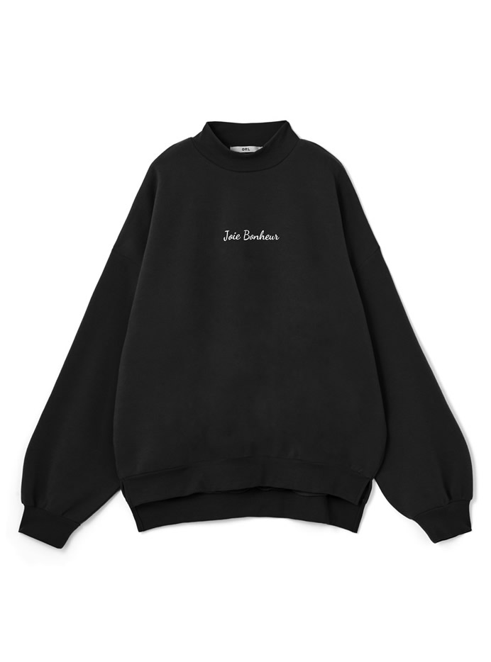 裏起毛フロントロゴモックネックトップス