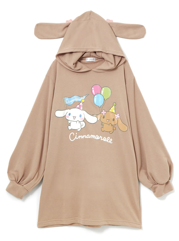 サンリオコラボ シナモン&もかしっぽ付きプリントパーカー