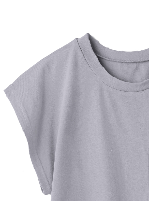 ポケット付きクラッシュショート丈Tシャツ