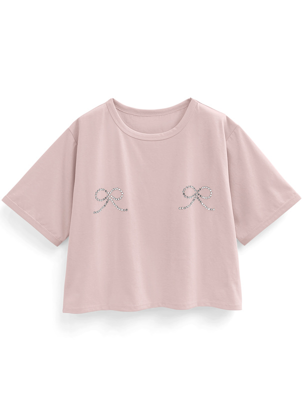 リボンラインストーンTシャツ[sm149] | レディースファッション通販の 