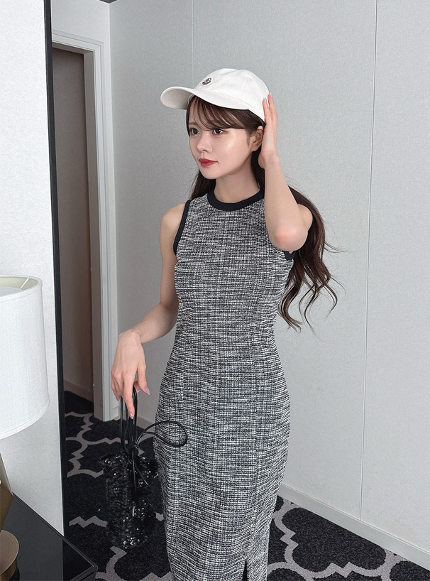 カットツイードロングワンピース