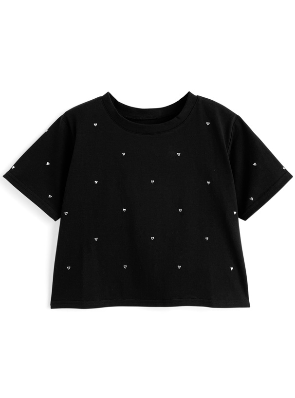 ハートスタッズショート丈Tシャツ
