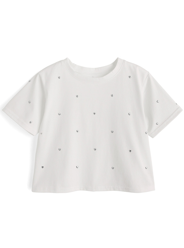ハートスタッズショート丈Tシャツ