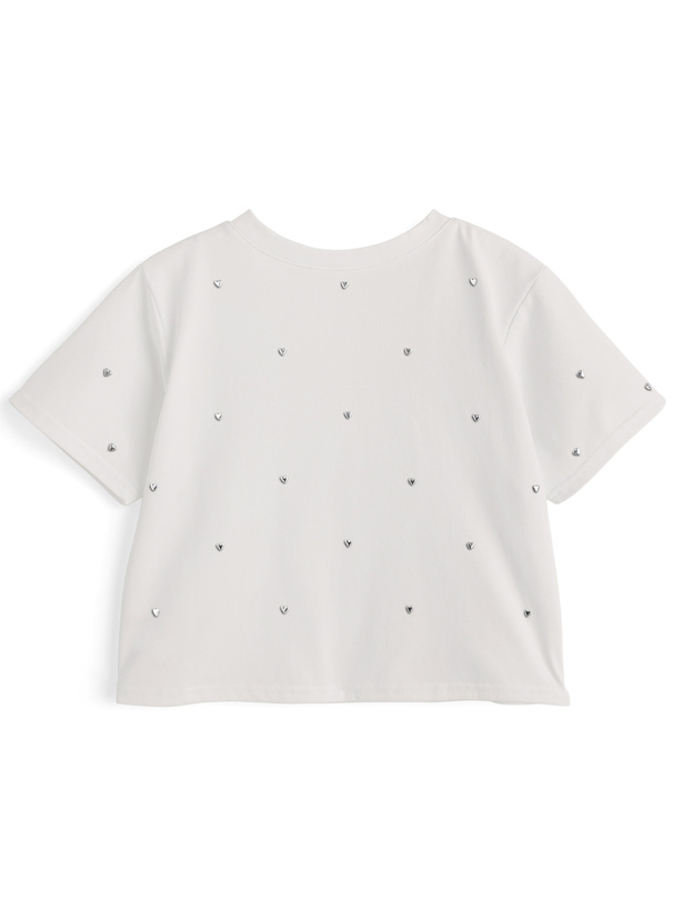 ハートスタッズショート丈Tシャツ
