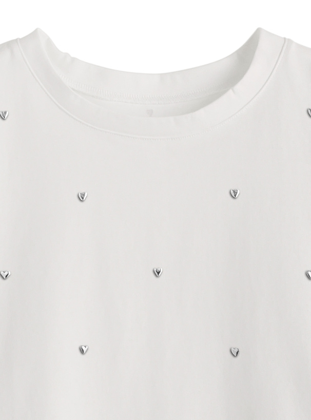 ハートスタッズショート丈Tシャツ