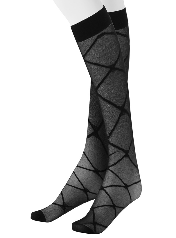 レースアップ柄シアーソックス
