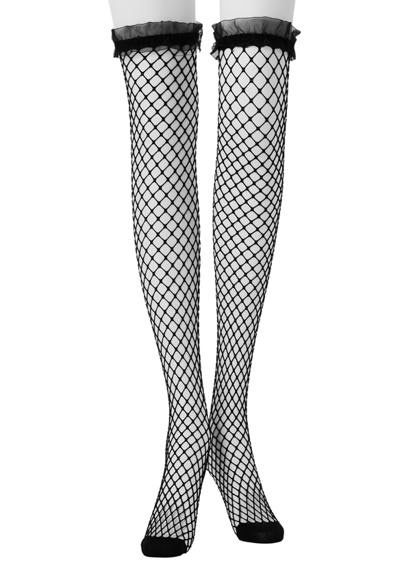 フリル網ニーハイソックス