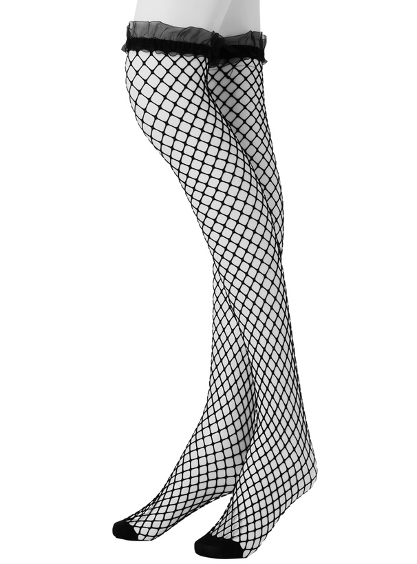 フリル網ニーハイソックス