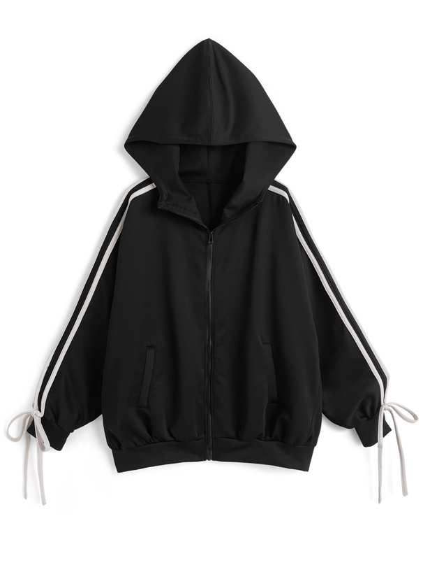 サイド配色ラインリボンパーカー[sm272]