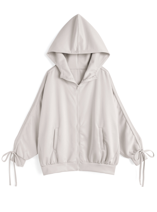 サイド配色ラインリボンパーカー