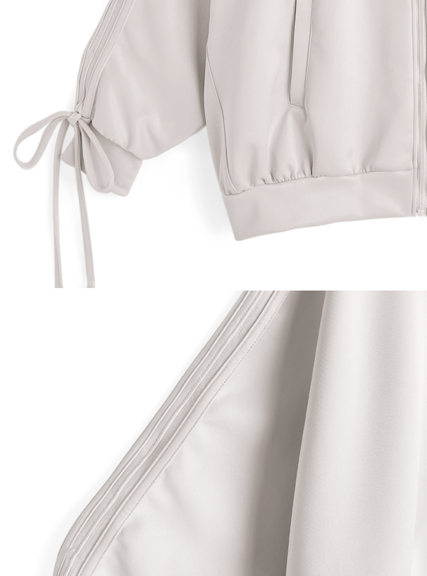 サイド配色ラインリボンパーカー