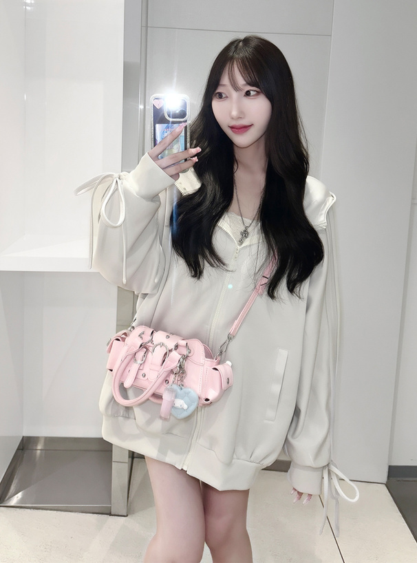 サイド配色ラインリボンパーカー