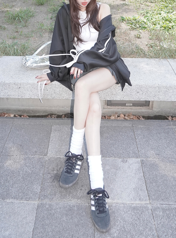 サイド配色ラインリボンパーカー