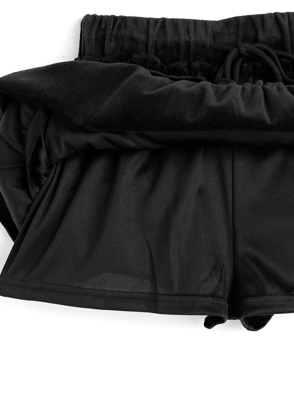 インパン裏地付きベロアティアードフリルミニスカート