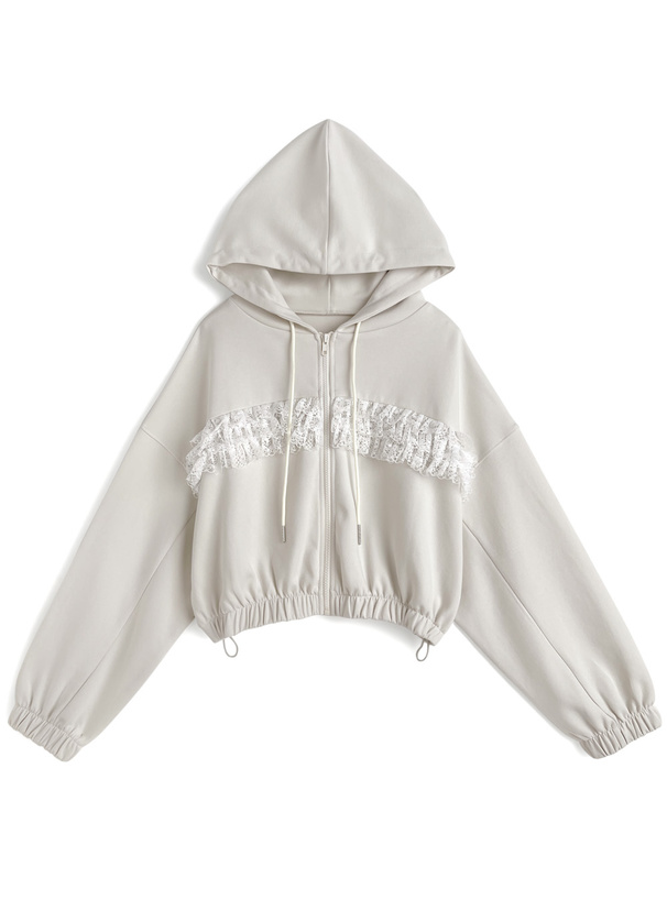 レースフリルドロストパーカー