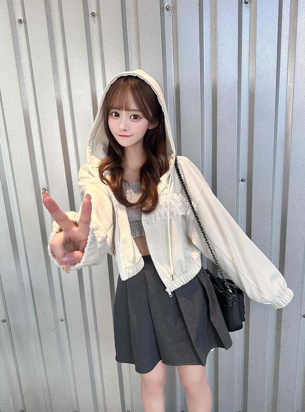 レースフリルドロストパーカー