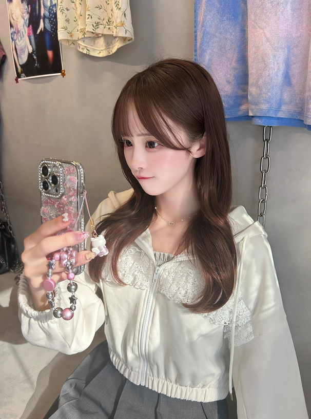 レースフリルドロストパーカー