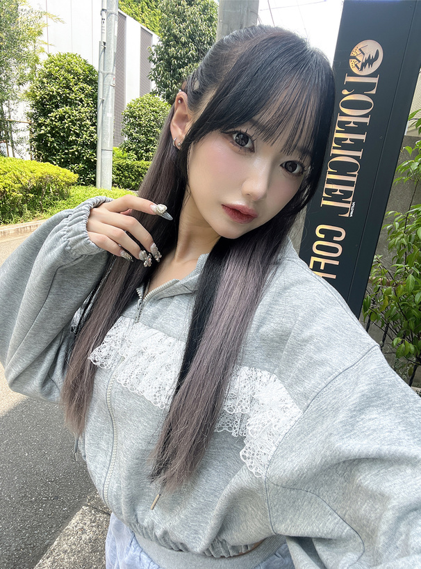 レースフリルドロストパーカー