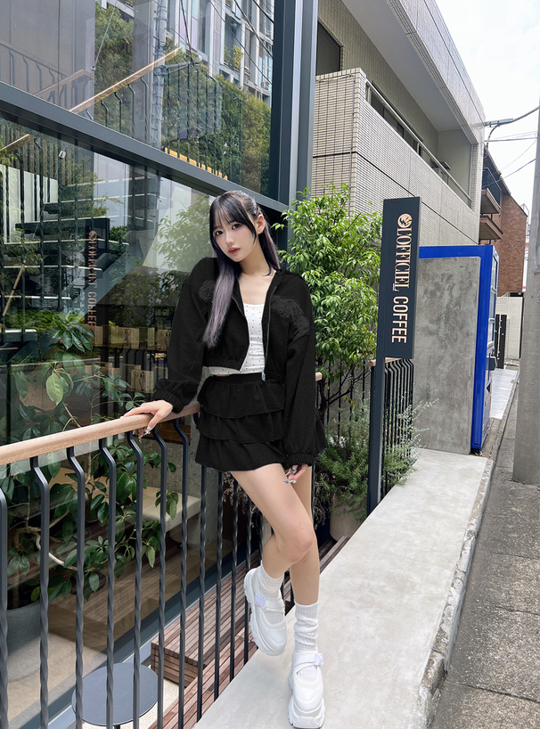 レースフリルドロストパーカー