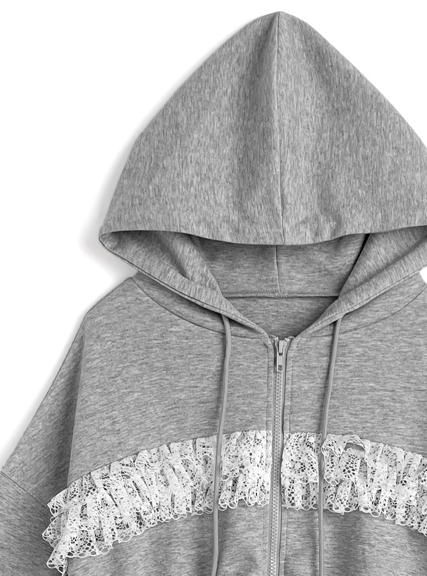 レースフリルドロストパーカー