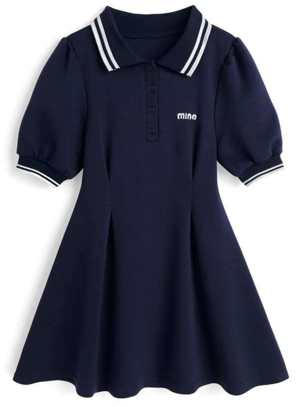 ポロ風配色ラインフレアミニワンピース[sm316]