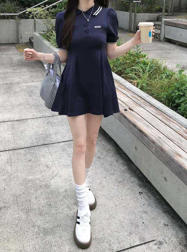 ポロ風配色ラインフレアミニワンピース[sm316] | レディース