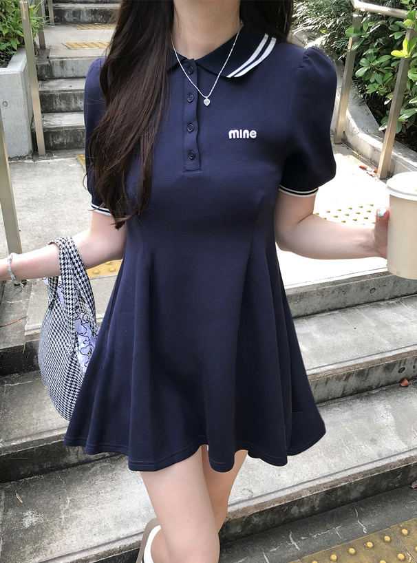 ポロ風配色ラインフレアミニワンピース[sm316] | レディース