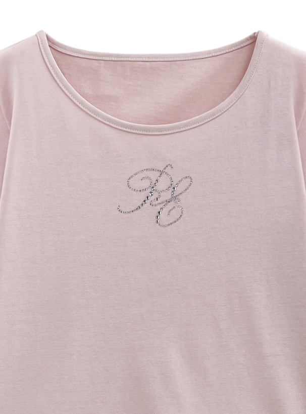 ラインストーンロゴTシャツ