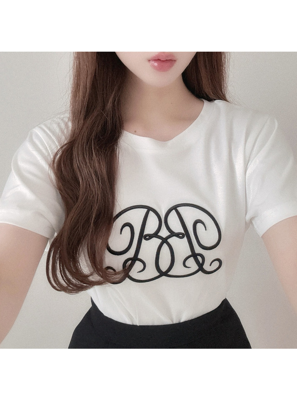 モノグラム刺繍半袖Tシャツ[sm323] | レディースファッション