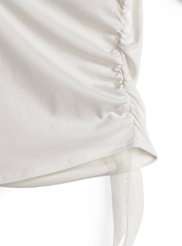 サイドギャザーチュールラグラントップス