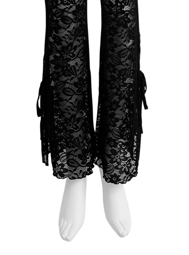 花柄レーススリットフレアパンツ