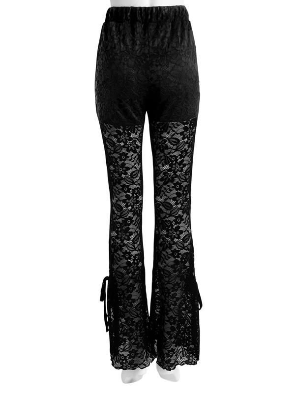花柄レーススリットフレアパンツ