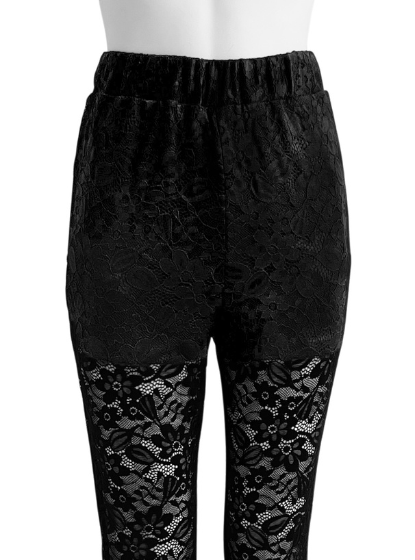 花柄レーススリットフレアパンツ