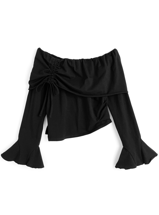 ドロストオフショルダーフレアスリーブトップス[sm333