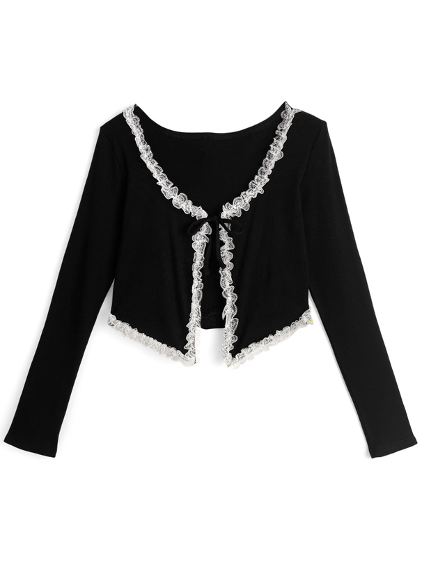 リボンレースリブカーディガン[sm335]