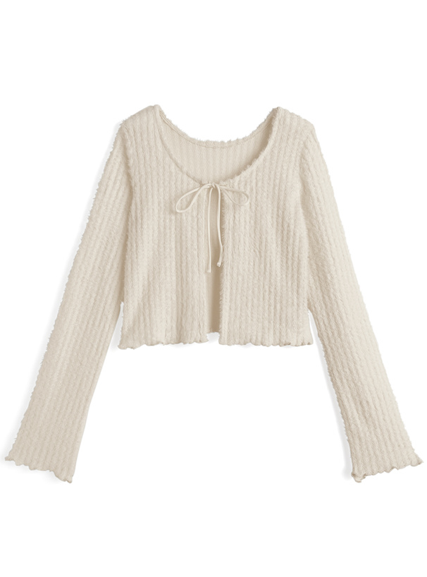 リボンシャギーカーディガン