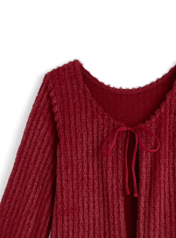 リボンシャギーカーディガン