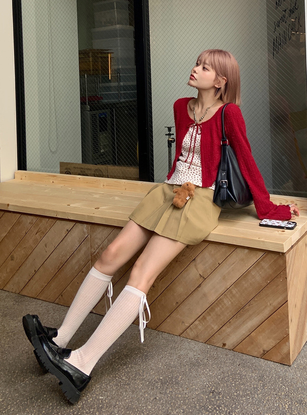 リボンシャギーカーディガン