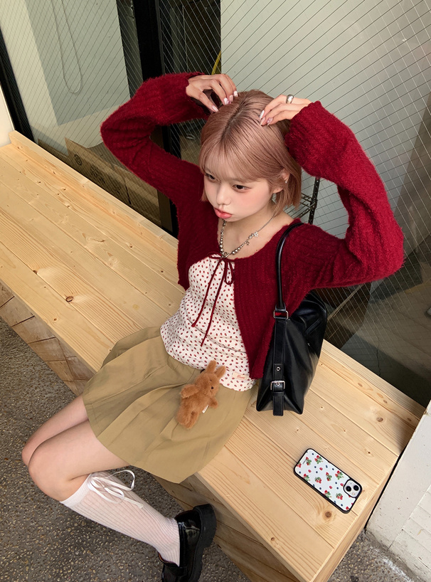 リボンシャギーカーディガン