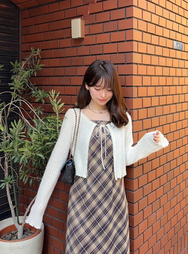 リボンシャギーカーディガン