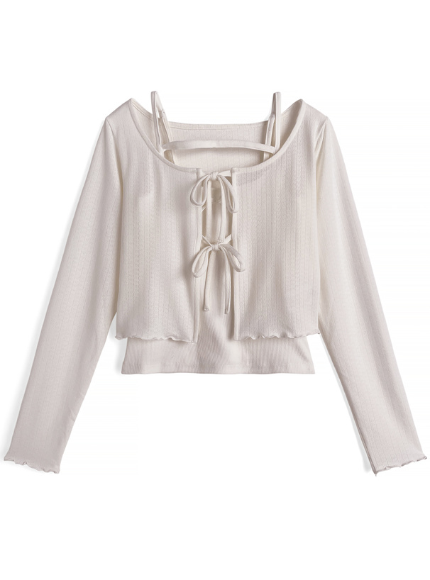 ダブルリボンメロウカーディガン×キャミソールアンサンブル