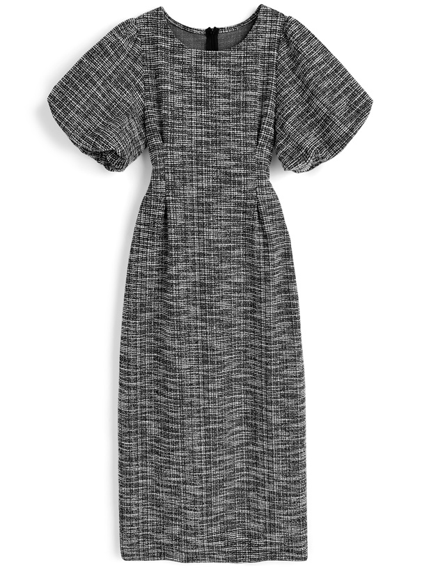 ツイードバルーンスリーブワンピース[sm343]