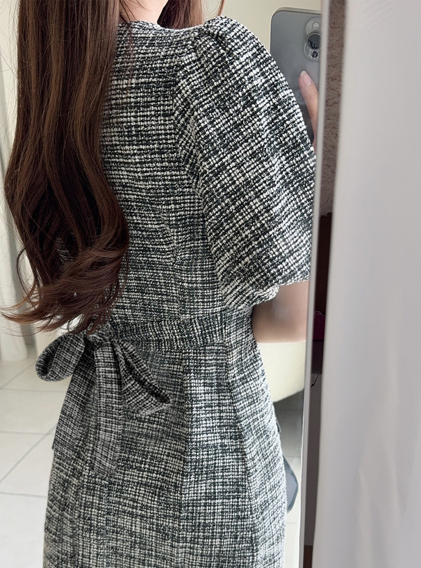 ツイードバルーンスリーブワンピース[sm343] | レディースファッション