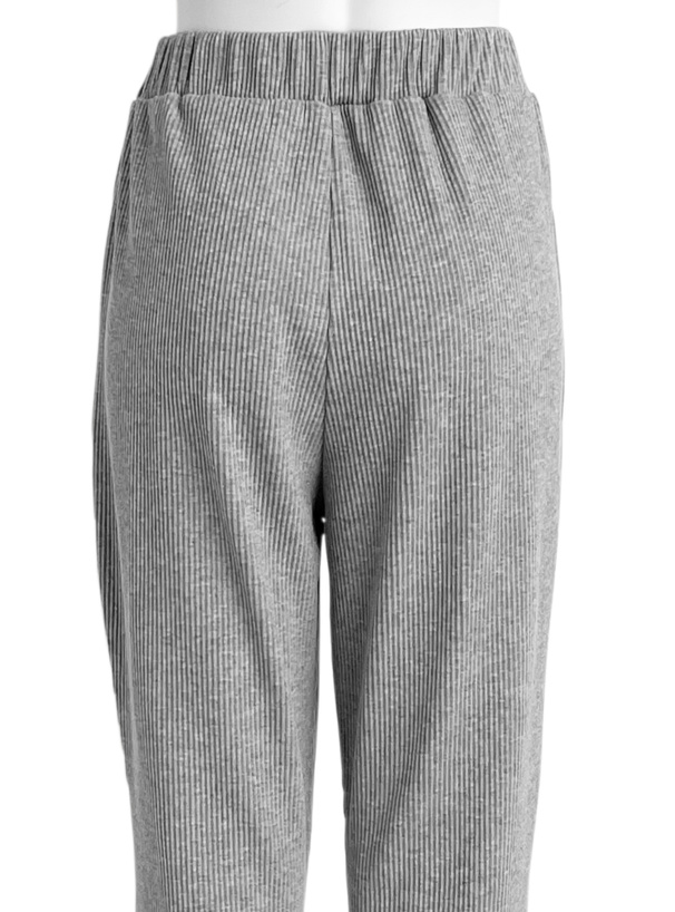 裾レースリブフレアパンツ